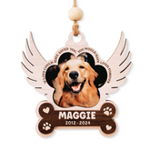 Personalized Pet Memorial Ornament, Dog Memorial 3 Layered Wooden Ornament, Sympathy Gifts Christmas Ornaments for Dog Lovers